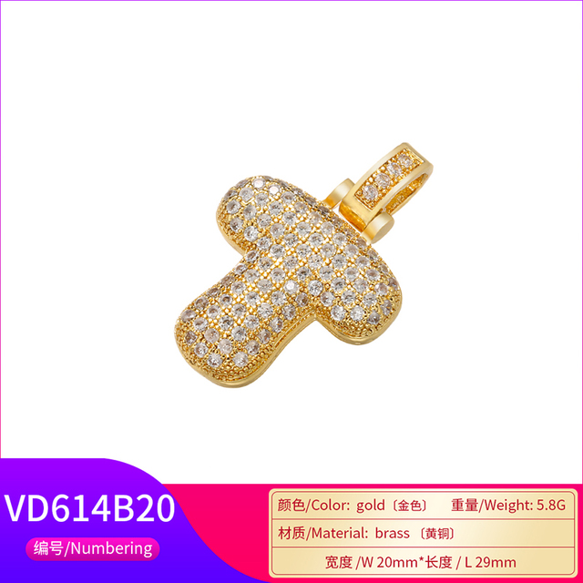 Naszyjnik Delikatny i gruby wisiorek z literą złotą VD614 - ZHUKOU 20x29mm, handmade, biżuteria dla kobiet - Wianko - 69