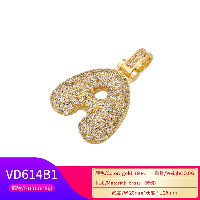 Naszyjnik Delikatny i gruby wisiorek z literą złotą VD614 - ZHUKOU 20x29mm, handmade, biżuteria dla kobiet - Wianko - 50