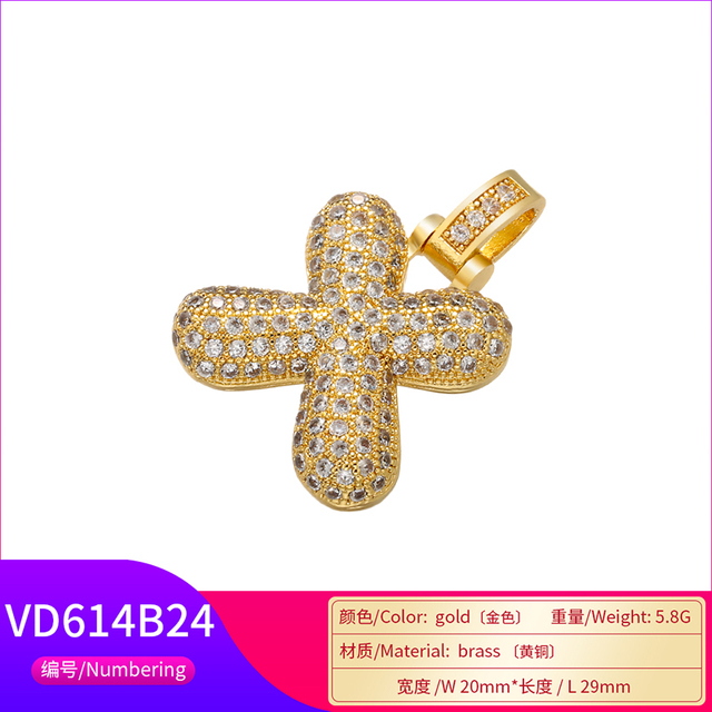Naszyjnik Delikatny i gruby wisiorek z literą złotą VD614 - ZHUKOU 20x29mm, handmade, biżuteria dla kobiet - Wianko - 73