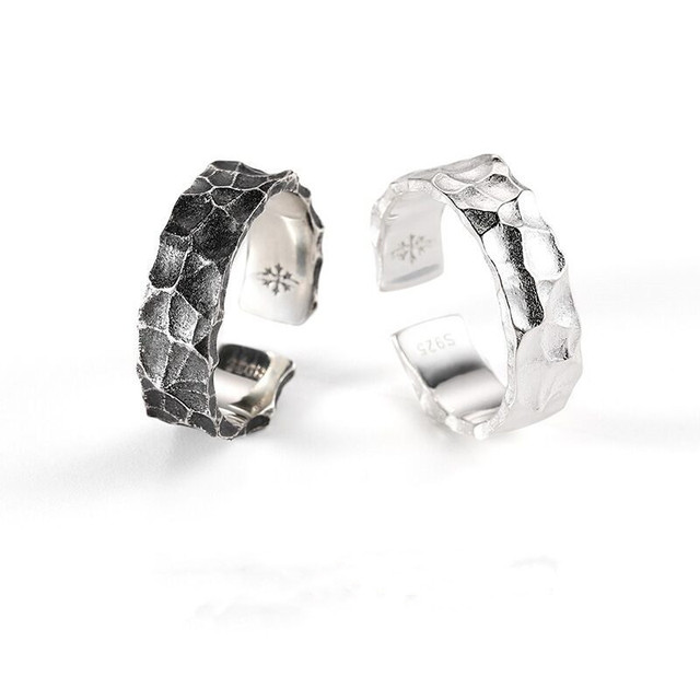 Koreański pierścień Ropuhov 2021 z srebrzystą igłą i kamykiem - Vintage wzór, modna biżuteria ręczna - Wianko - 1
