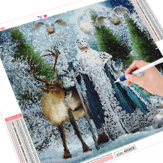 Diamentowe malowanie świętego Mikołaja, jelenia - zestaw rękodzielniczy 5D DIY - Wianko - 6