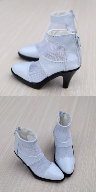 Sandałki na wysokim obcasie dla BJD lalek 1/3 - biała syntetyczna skóra - sexy design - Wianko - 1