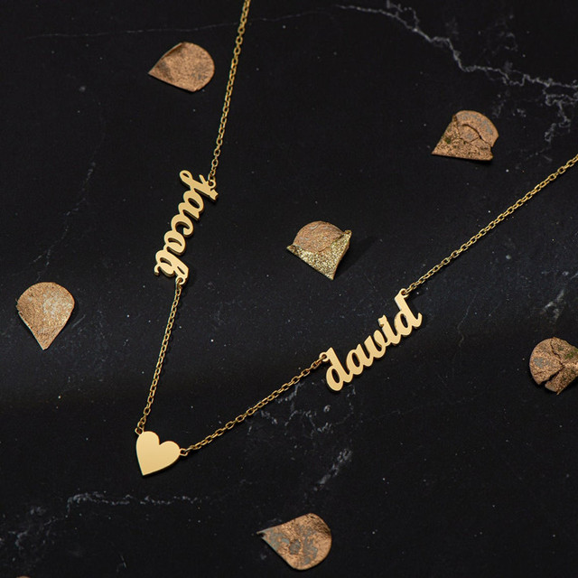 Naszyjnik z dwoma imionami i sercem - Personalizowana biżuteria dla rodziny, idealny prezent na Dzień Matki - Wianko - 6