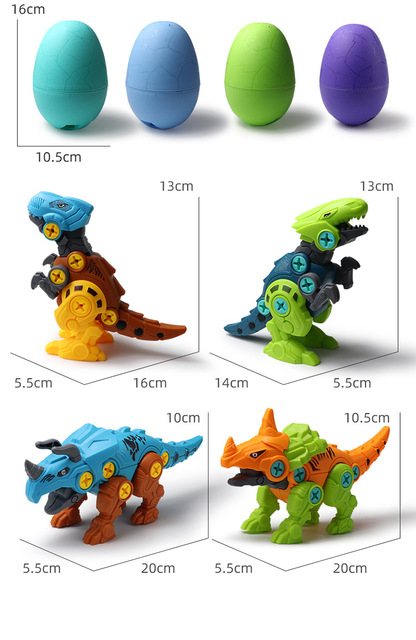 Dinozaury - zabawki składane do nauki demontażu i montażu jaj z nakrętkami - dekoracja DIY i edukacja dla chłopców - Wianko - 12