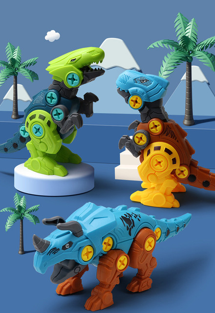 Dinozaury - zabawki składane do nauki demontażu i montażu jaj z nakrętkami - dekoracja DIY i edukacja dla chłopców - Wianko - 1