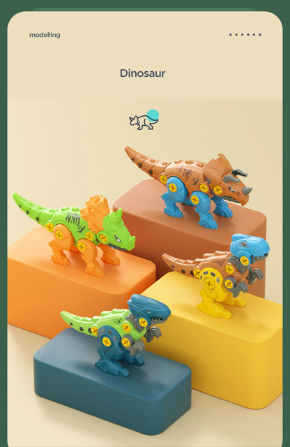 Dinozaury - zabawki składane do nauki demontażu i montażu jaj z nakrętkami - dekoracja DIY i edukacja dla chłopców - Wianko - 5