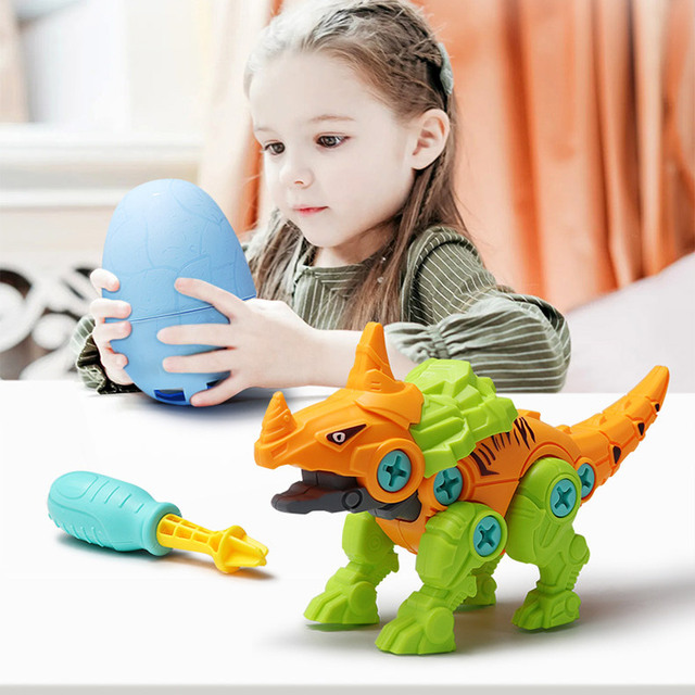 Dinozaury - zabawki składane do nauki demontażu i montażu jaj z nakrętkami - dekoracja DIY i edukacja dla chłopców - Wianko - 2