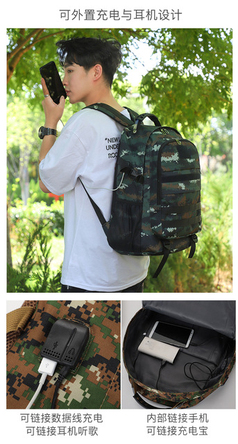 Plecak wspinaczkowy torba taktyczna 40L z gniazdami USB, wodoodporny - podróże, turystyka, kemping - Wianko - 13