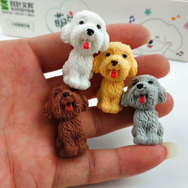 Kawaii Teddy dog eraser - 4 sztuki/partia - zwierzęce kreskówki - gumki do mazania na długopis - prezenty dla dzieci - Wianko - 10