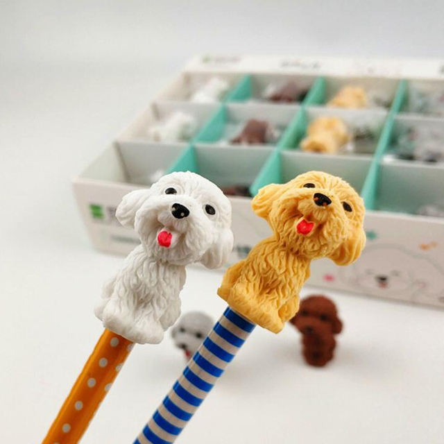 Kawaii Teddy dog eraser - 4 sztuki/partia - zwierzęce kreskówki - gumki do mazania na długopis - prezenty dla dzieci - Wianko - 7