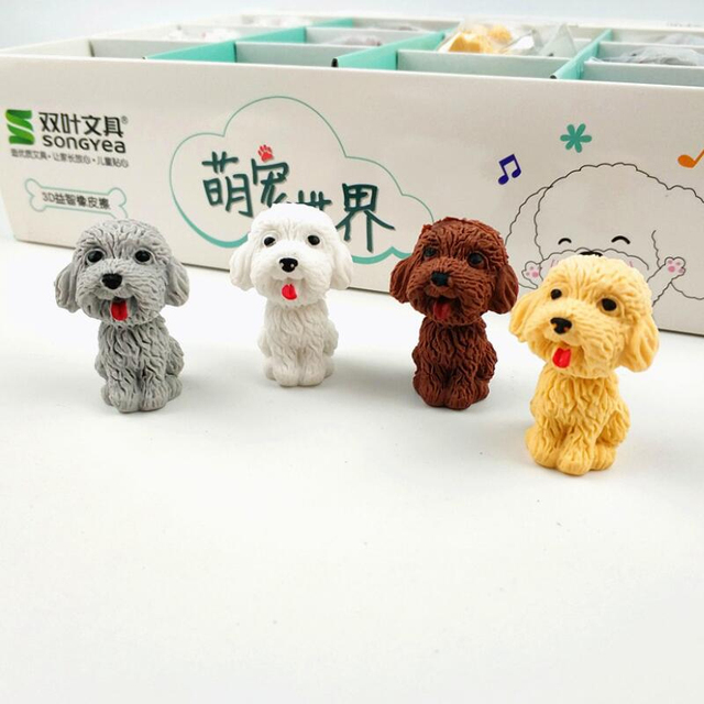 Kawaii Teddy dog eraser - 4 sztuki/partia - zwierzęce kreskówki - gumki do mazania na długopis - prezenty dla dzieci - Wianko - 5