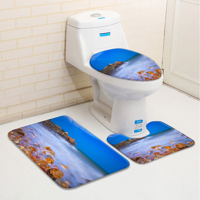 Krajobraz oceaniczny - zestaw 3 mat łazienkowych - wystrój łazienki, wannowy dywanik, nieantypoślizgowe - Wianko - 4