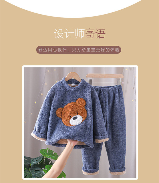 Dziecięca zimowa piżama koronkowa z polaru dla dziewczynki - strój domowy 2021, flanelowy z aksamitu, jesienno-zimowy - Wianko - 4