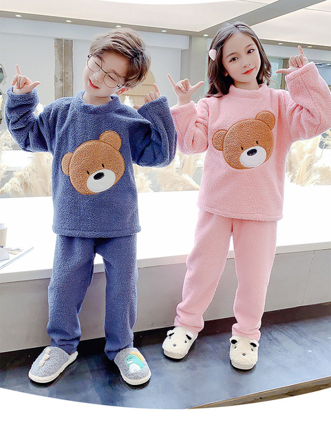 Dziecięca zimowa piżama koronkowa z polaru dla dziewczynki - strój domowy 2021, flanelowy z aksamitu, jesienno-zimowy - Wianko - 14