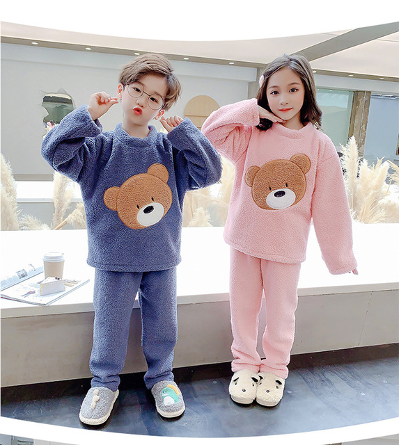 Dziecięca zimowa piżama koronkowa z polaru dla dziewczynki - strój domowy 2021, flanelowy z aksamitu, jesienno-zimowy - Wianko - 19