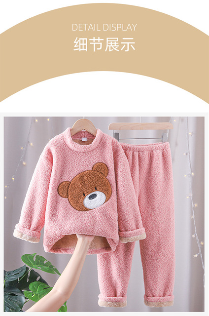 Dziecięca zimowa piżama koronkowa z polaru dla dziewczynki - strój domowy 2021, flanelowy z aksamitu, jesienno-zimowy - Wianko - 21