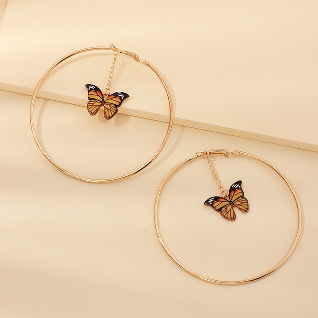 Europejskie francuskie koło kolczyki wiszące w kształcie motyla - moda damska 2020 - Wianko - 29
