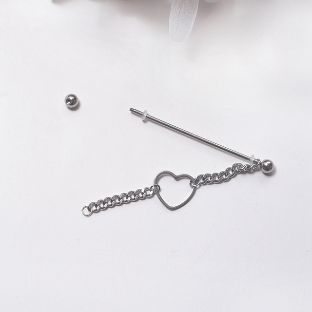 Biżuteria do ciała - Łańcuch przemysłowy z kolczykiem chrząstki Helix Piercing Gauge 38mm/40mm z biżuterią ze stali nierdzewnej - Wianko - 4