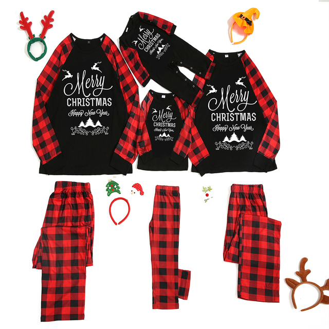 2021 rodzinna piżama bożonarodzeniowa mama i ja litery zestawy tata syn Homewear 2 sztuki Xmas bielizna - Wianko - 8