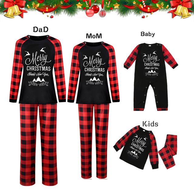 2021 rodzinna piżama bożonarodzeniowa mama i ja litery zestawy tata syn Homewear 2 sztuki Xmas bielizna - Wianko - 2