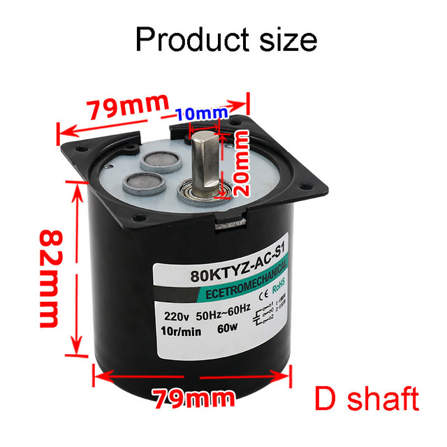 Motoreduktor synchroniczny AC 80KTYZ 60W 220V, wysoki moment obrotowy 5-110 obr/min - Wianko - 2