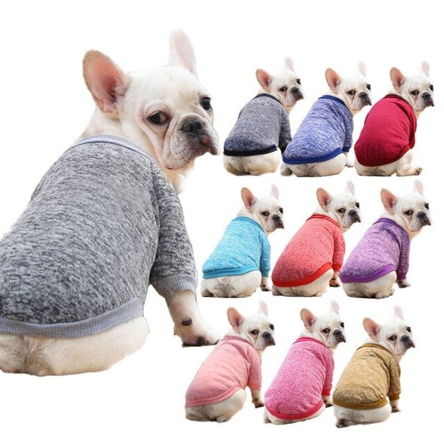 Zimowe ciepłe ubrania dla psów Puppy Cat Pet sweter miękki solidny kolor sweter kurtka płaszcz artykuły dla zwierząt dla małych średnich psów Chihuahua - Wianko - 1