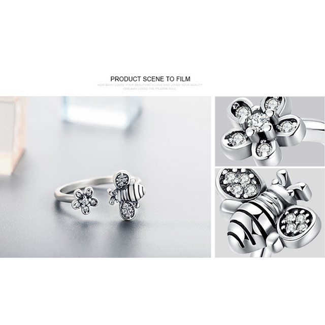 Pierścień regulowany CUTEECO 2019 New Fashion, srebrny, w otwartym starożytnym stylu, w kształcie pszczółki - biżuteria damska na prezent - Wianko - 12