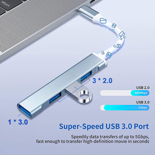 HUB Adapter USB C USB 3.0 2.0 typu C 3.1 4 Porty OTG dla Macbook Pro powietrza 2021 Laptop Notebook - Wianko - 4