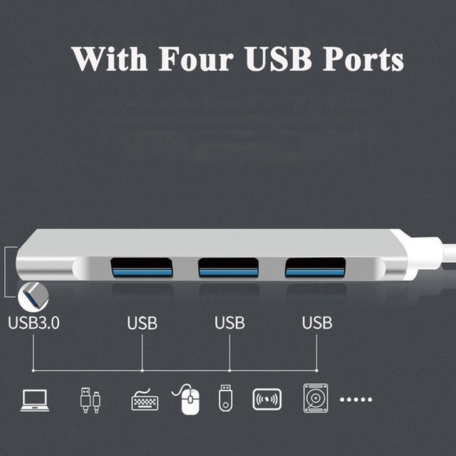 HUB Adapter USB C USB 3.0 2.0 typu C 3.1 4 Porty OTG dla Macbook Pro powietrza 2021 Laptop Notebook - Wianko - 14