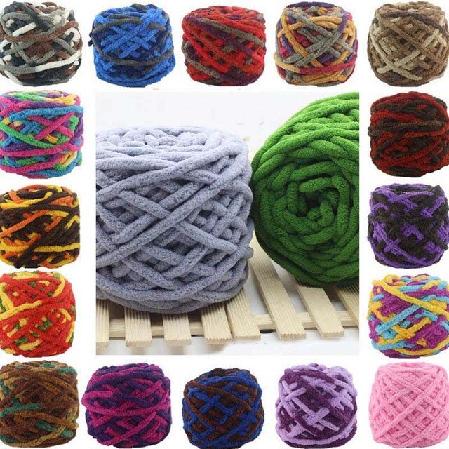Skein bawełnianych przędz chenille o wadze 100g, kolorowe dzianiny, aksamitne kolory, idealne do szydełkowania i robienia własnych swetrów Chunky - Wianko - 6