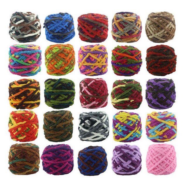 Skein bawełnianych przędz chenille o wadze 100g, kolorowe dzianiny, aksamitne kolory, idealne do szydełkowania i robienia własnych swetrów Chunky - Wianko - 1