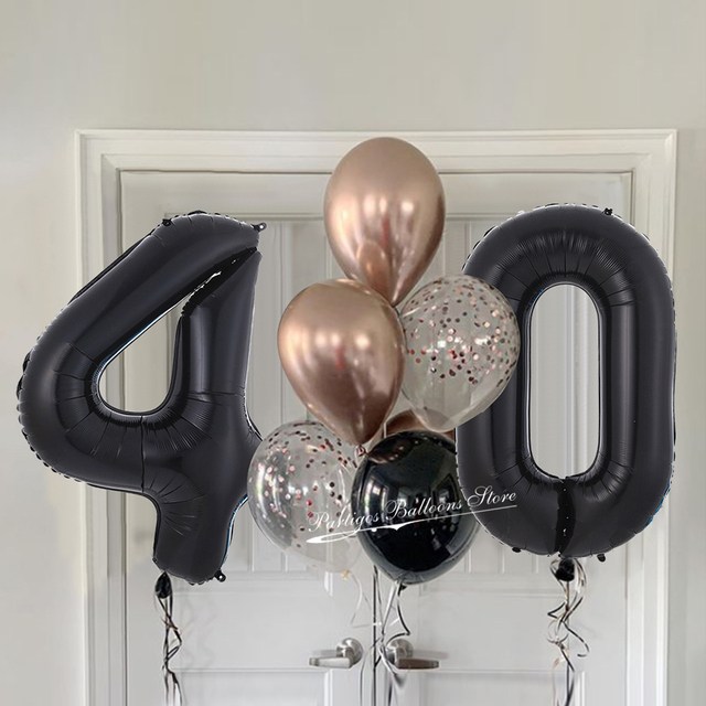 Balony czarne i różowe z numerem 30, 40, 50, 60 - zestaw 8 sztuk - Wianko - 11