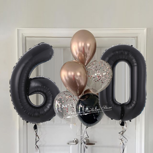 Balony czarne i różowe z numerem 30, 40, 50, 60 - zestaw 8 sztuk - Wianko - 13