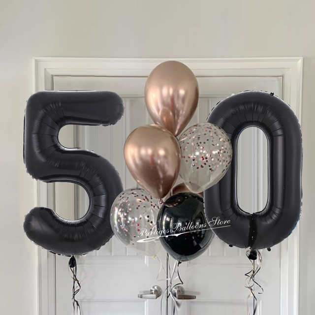 Balony czarne i różowe z numerem 30, 40, 50, 60 - zestaw 8 sztuk - Wianko - 12