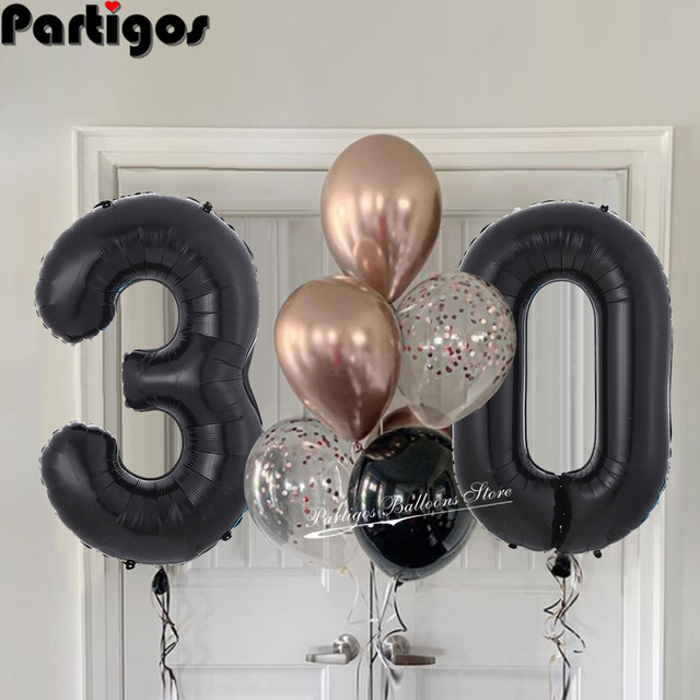 Balony czarne i różowe z numerem 30, 40, 50, 60 - zestaw 8 sztuk - Wianko - 9