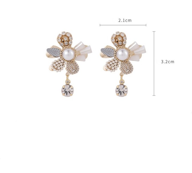 Nowe kolczyki damskie z spadającymi kryształowymi kwiatami, długie, wielowarstwowe, perłowe - Trend 2021 - Wianko - 8
