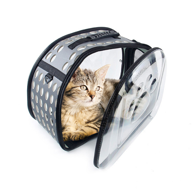 Przewoźnik plecak dla kotów - składany, oddychający, przezroczysta torba podróżna do noszenia kotów w modnym stylu - Wianko - 2