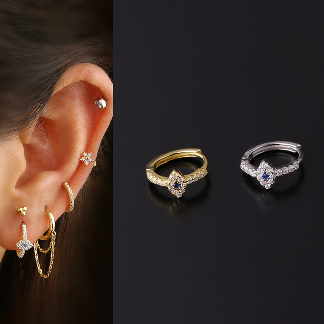 925 srebrne kolczyki do przekłuwania uszu Helix Tragus Hoop – biżuteria do chrząstki - Wianko - 8