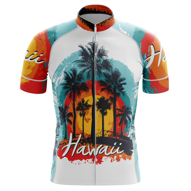 Męska koszulka rowerowa 2020 New Hawaii Tropical Paradise HIRBGOD - żółta z krótkim rękawem, wzór: drzewo kokosowe - Wianko - 7