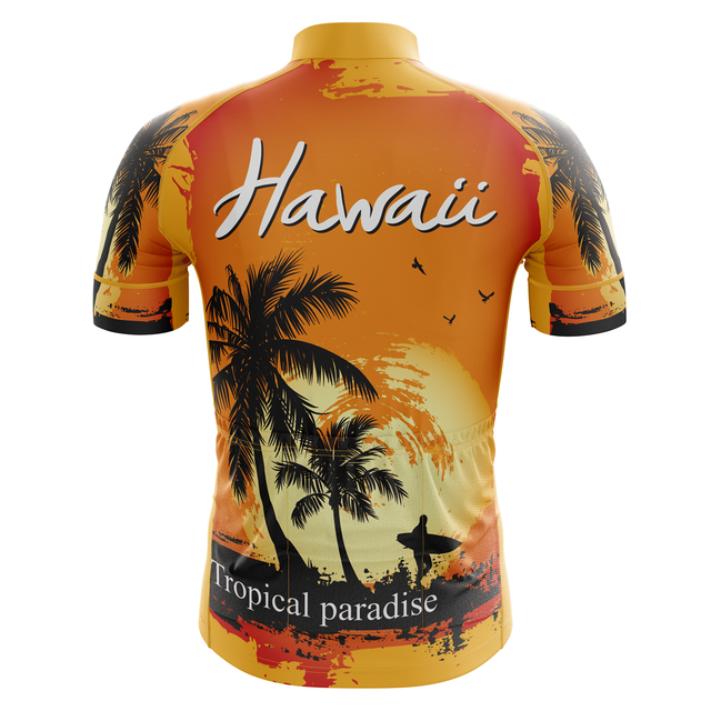 Męska koszulka rowerowa 2020 New Hawaii Tropical Paradise HIRBGOD - żółta z krótkim rękawem, wzór: drzewo kokosowe - Wianko - 6