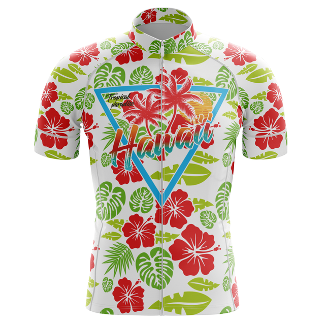 Męska koszulka rowerowa 2020 New Hawaii Tropical Paradise HIRBGOD - żółta z krótkim rękawem, wzór: drzewo kokosowe - Wianko - 11