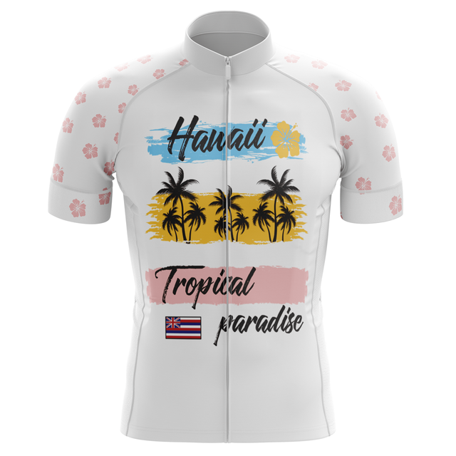 Męska koszulka rowerowa 2020 New Hawaii Tropical Paradise HIRBGOD - żółta z krótkim rękawem, wzór: drzewo kokosowe - Wianko - 9