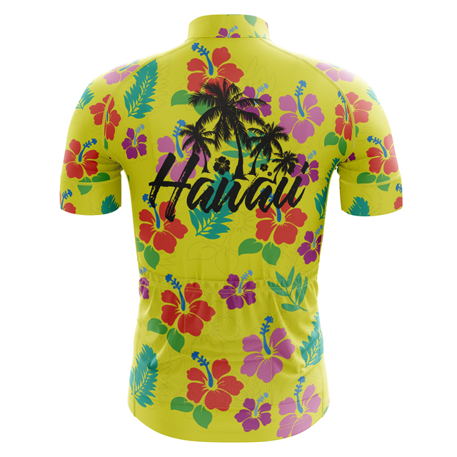Męska koszulka rowerowa 2020 New Hawaii Tropical Paradise HIRBGOD - żółta z krótkim rękawem, wzór: drzewo kokosowe - Wianko - 14