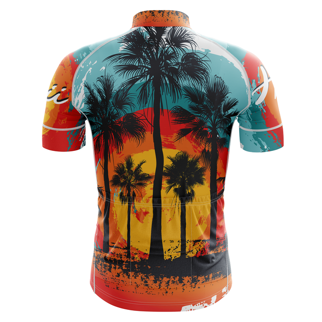 Męska koszulka rowerowa 2020 New Hawaii Tropical Paradise HIRBGOD - żółta z krótkim rękawem, wzór: drzewo kokosowe - Wianko - 8