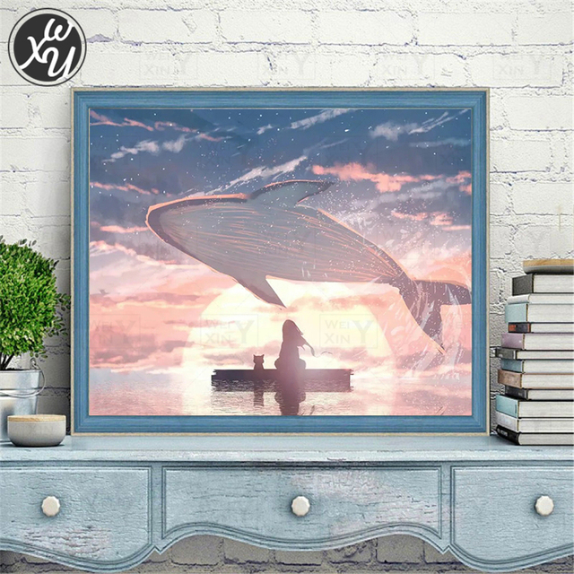 Diamentowe malowanie wieloryb Art Fantasy krajobraz z pełnym wiertłem - Wianko - 8