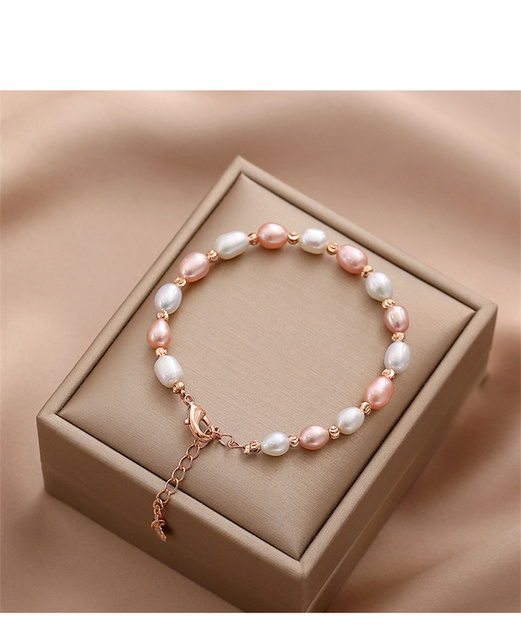 Elegancka bransoletka z naturalną perłą słodkowodną i srebrem pr.925 - Wianko - 4