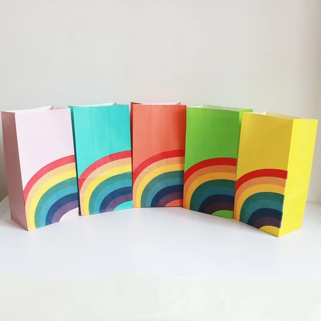 40 sztuk papierowych toreb podarunkowych w kolorze tęczy - idealne na dziecięce przyjęcia urodzinowe, boże narodzenie i inne okazje - Wianko - 4
