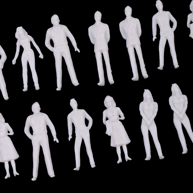 Niepomalowane miniaturowe modele ludzi - zestaw 40 sztuk w skali 1/50 i 1/100, idealny do modelowania architektonicznego - Wianko - 11