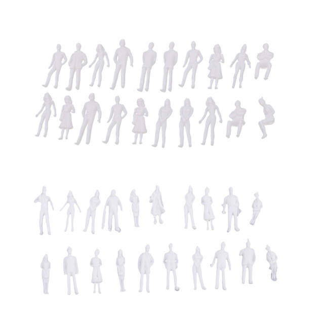 Niepomalowane miniaturowe modele ludzi - zestaw 40 sztuk w skali 1/50 i 1/100, idealny do modelowania architektonicznego - Wianko - 5