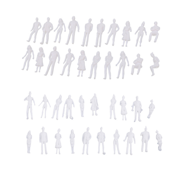 Niepomalowane miniaturowe modele ludzi - zestaw 40 sztuk w skali 1/50 i 1/100, idealny do modelowania architektonicznego - Wianko - 4